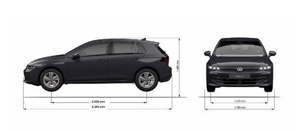 VW Golf 8 PA 1.5 TSI 4Life - dimenzije