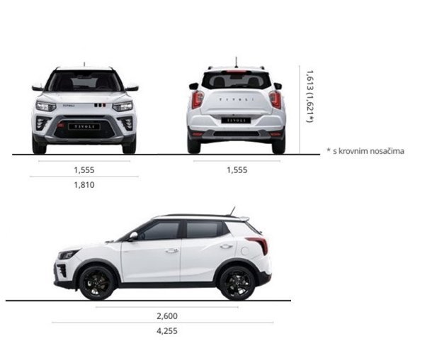 KGM Tivoli Fresh 1.5 L GDI-T 2WD M/T: dimenzije