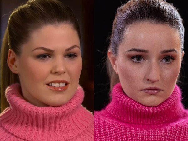 Belle Gibson (lijevo) i glumica Kaitlyn Dever (desno) koja ju glumi