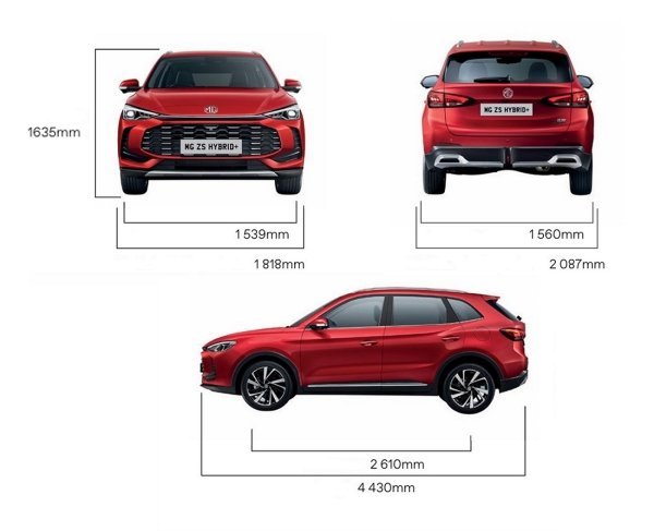 MG ZS Hybrid+ dimenzije