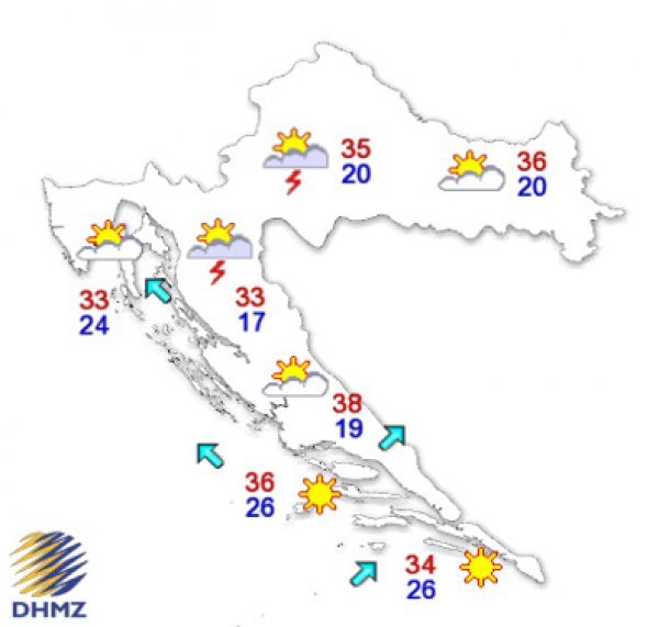 Vremenska prognoza za Hrvatsku 9. 8. 2017.