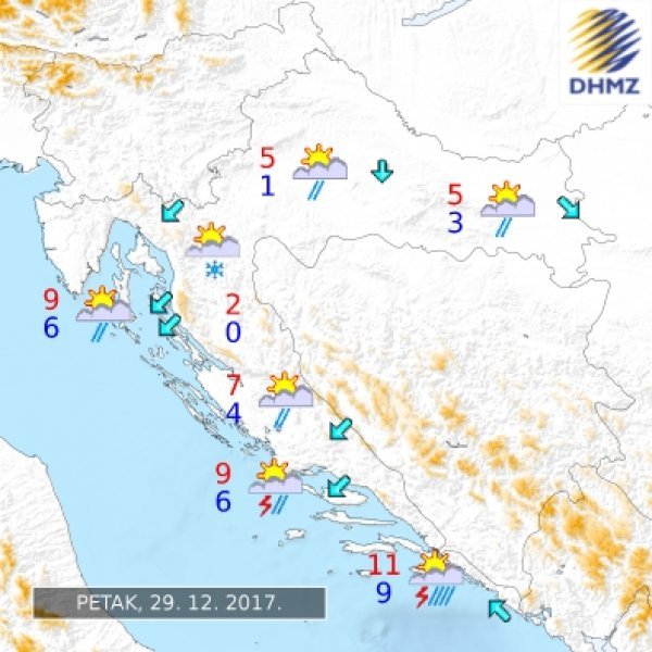 Vremenska prognoza za 29. 12. 2017.