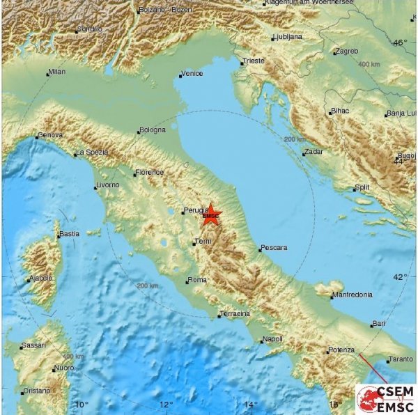 Epicentar potresa bio je 138 kilometara sjeverno od Rima