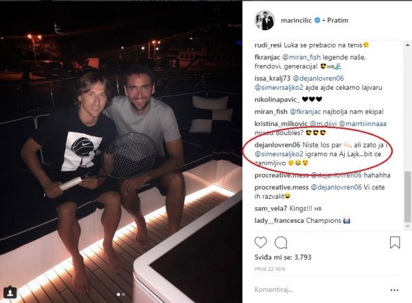 Prepiska Marina Čilića i Dejana Lovrena na Instagramu