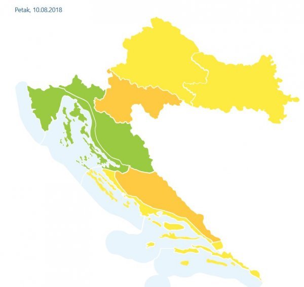 Meteoalarm za petak 10. kolovoza 2018.