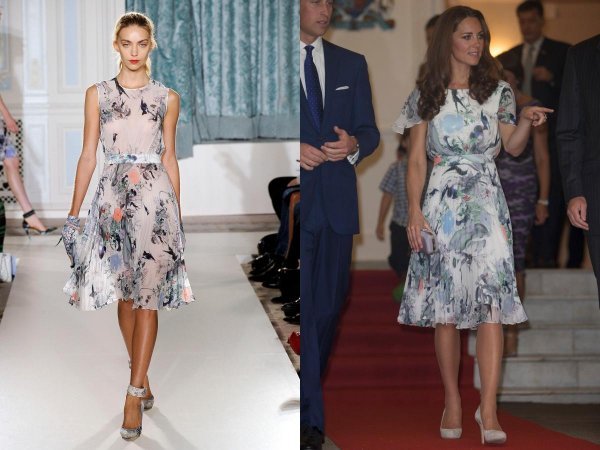 Kate Middleton i model u Erdem haljini 