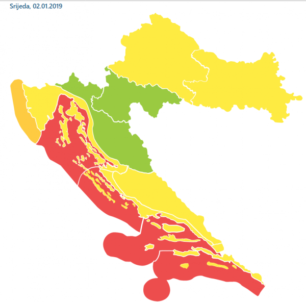 Meteoalarm najavljuje posebno opasno vrijeme za priobalni dio zemlje