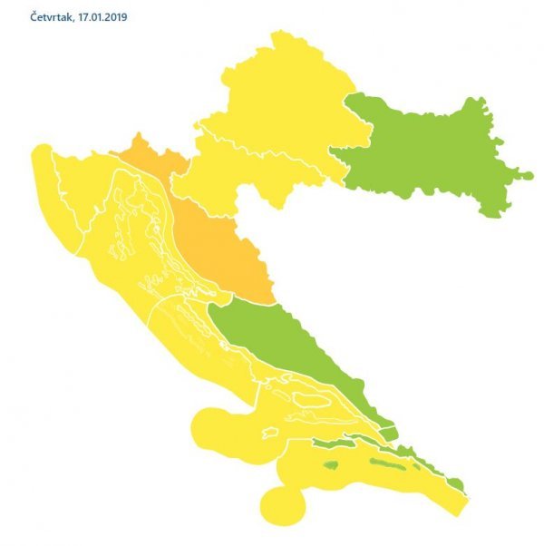 Žuti i narančasti alarmi izdani su zbog jakog juga, jugozapadnjaka i južnog vjetra