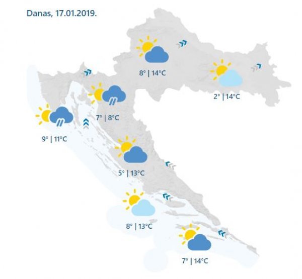 Vremenska prognoza za četvrtak, 17. siječnja